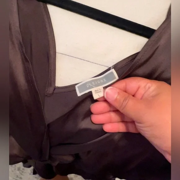 Pleione Dark Brown Satin Blouse - Picture 3 of 3